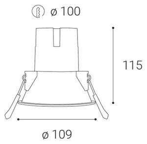 LED2-Lampada LED da bagno ZERO LED/10W/230V 3000K CRI 95 IP43 nero d.10,9cm