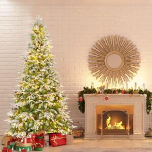 Costway Albero di Natale artificiale pre-luminoso 225cm e set da 3 alberi di Natale artificiali, Albero di Natale foderato di neve e alberi di Natale da 90 cm 120 cm 150 cm