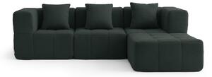 MILYSOFA SOFABULOUS: divano angolare modulare a 3 posti con chaise longue, raffinato tessuto a riccioli, verde bosco