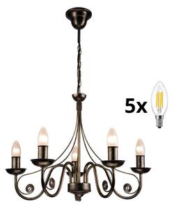 Brilagi - LED Lampadario a sospensione con catena STEFANO 5xE14/40W/230V patina nera