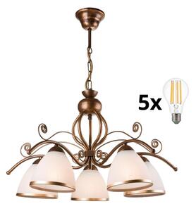 Brilagi - LED Lampadario a sospensione con catena ANTICO 5xE27/60W/230V patina di bronzo