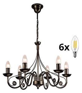 Brilagi - LED Lampadario a sospensione con catena STEFANO 6xE14/40W/230V patina nera