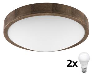 Brilagi - LED Plafoniera CARVALHO SLIM 2xE27/60W/230V quercia diametro 37 cm