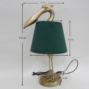 KARE Lampada da tavolo Pelican, Ottone / Oro, Soggiorno / Sala da pranzo, Tessuto / Stoffa / Seta, Moderno, Lampada da tavolo