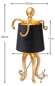 KARE Lampada da tavolo Octopus, Ottone / Oro, Soggiorno / Sala da pranzo, Tessuto / Stoffa / Seta, Moderno, Lampada da tavolo