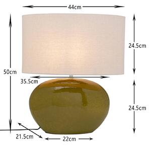 KARE Lampada da tavolo Tischleuchte Beo, Verde, Soggiorno / Sala da pranzo, Tessuto / Stoffa / Seta, Scandinavo, Lampada da tavolo