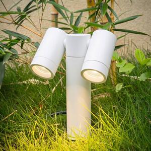 Faretto con picchetto PRIOS Tulimar, a 2 luci, bianco, IP65 Tulimar PRIOS, dimmerabile, Bianco / Opale, Alluminio, Moderno
