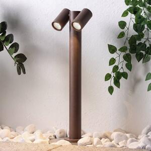 Lampione Tulimar di PRIOS, a 2 luci, 60 cm, color ruggine, IP65 dimmerabile, Marrone / Ruggine, Alluminio, Moderno