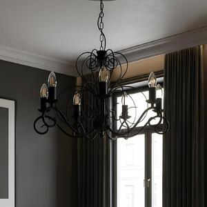 Lampadario a soffitto Mauro Luminex, dimmerabile, Nero, Soggiorno / Sala da pranzo, Metallo, Antico, Lampadario
