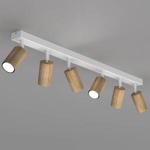 Faretto da soffitto Nisse, bianco, lunghezza 90 cm, a 5 luci, legno/metallo Nisse Luminex, dimmerabile, Bianco / Opale, Soggiorno / Sala da pranzo, Legno, Downlight