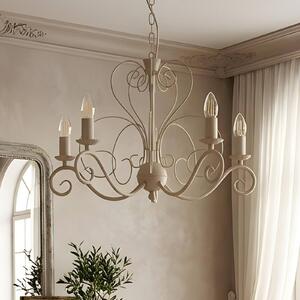 Lampadario a soffitto Mauro Luminex, dimmerabile, Crema / Ambra, Soggiorno / Sala da pranzo, Metallo, Antico, Lampadario