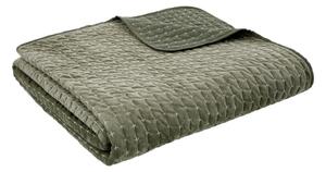 Copriletto verde in velluto con rivestimento trapuntato 240x260 cm Attica Velvet Embroidered – Bianca
