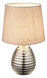Globo Lighting lampada da tavolo in Vetroceramica cromata, tessuto grigio, interruttore a bilanciere su cavo, cavo 1,4 m, ø: 250 mm, H: 370 mm, lunghezza cavo 1200 mm, escl. 1x E27 40W 230V