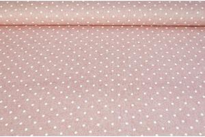 Tessuto decorativo al metro - piccoli puntini bianchi su sfondo rosa, al. 140 cm