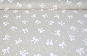 Tessuto decorativo al metro - Fiocchi su beige, al. 140 cm