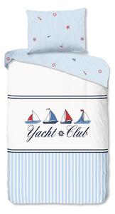 Set copripiumino e federa bianco/blu in cotone per letto singolo 140x200 cm Yachtclub – Good Morning