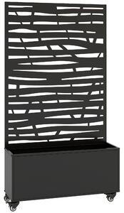 Outsunny Fioriera con traliccio, pannello privacy e ruote, 90x30x160 cm, nera | Aosom Italy