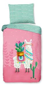 Set copripiumino e federa da bambini rosa/turchese in cotone per letto singolo 140x200 cm Lalama – Good Morning