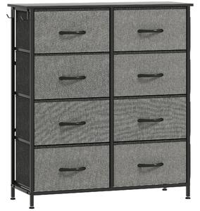 HOMCOM Cassettiera in tessuto con 8 cassetti, 4 tasche e 2 ganci, 86x30x94,5 cm, grigia | Aosom Italy