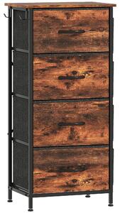 HOMCOM Cassettiera in tessuto con 4 cassetti, 4 tasche e 2 ganci, 45x30x94,5 cm, marrone | Aosom Italy