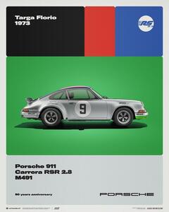 Stampe d'arte Porsche 911 Carrera Rs 2 8 - 50th Anniversary - Targa Florio - 1973, (40 x 50 cm)