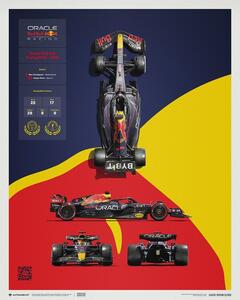 Stampa d'arte Oracle Red Bull Racing - RB18 Blueprint, (40 x 50 cm)