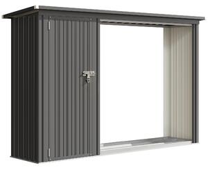 Outsunny Portalegna da esterno 2 in 1 con armadietto porta attrezzi, 235x67x149 cm, grigio scuro | Aosom Italy