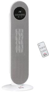 HOMCOM Riscaldatore elettrico ceramico PTC 2000 W con telecomando, timer e oscillazione, bianco | Aosom Italy