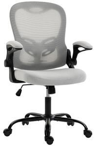 HOMCOM Sedia da ufficio ergonomica in rete con braccioli ribaltabili e altezza regolabile, grigia | Aosom Italy