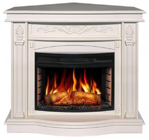 Casa Padrino Caminetto elettrico angolare LED Barocco bianco 111 x 99,7 x h. 97,5 cm
