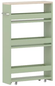 Kleankin Carrello contenitore a 3 livelli su ruote con maniglia, 48x15x80 cm, verde | Aosom Italy