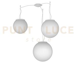 Mars sospensione spostabile vetro bianco d.25+30+35 cm 3 luci attac