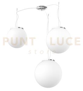 Mars sospensione montatura cromo vetro bianco d.25+30+35 cm 3 luci 