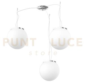 Mars sospensione montatura cromo vetro bianco d.25 cm 3 luci attacc