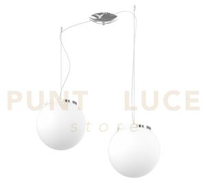 Mars sospensione montatura cromo vetro bianco d.25 cm 2 luci attacc