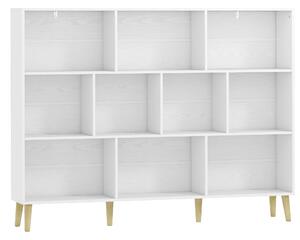 HOMCOM Libreria a 10 cubi con 3 ripiani e gambe in legno massello, bianco effetto legno | Aosom Italy