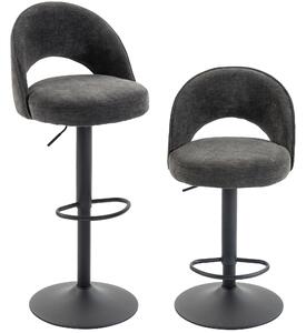 HOMCOM Set 2 sgabelli da bar girevoli 360° e regolabili, seduta in ciniglia, grigio | Aosom Italy