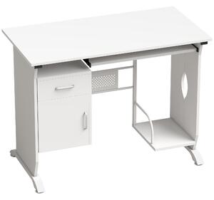 HOMCOM Scrivania PC con ripiano tastiera, cassetti e vano per CPU, 100x52x75 cm, bianco | Aosom Italy