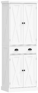 HOMCOM Credenza alta da cucina con 4 ante, cassetto e ripiani, 62x38x173 cm, bianco | Aosom Italy