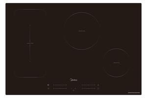MIDEA Piano Cottura Induzione 4 Fuochi Larghezza 77 cm in Vetro colore Nero - MIH740F98K0