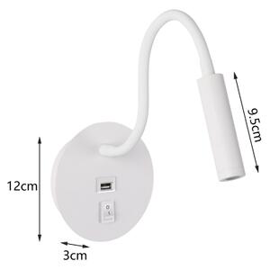 Brilagi - LED Lampada flessibile da muro con porta USB MAYA LED/3W/230V bianco