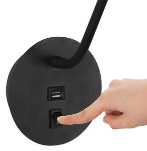 Brilagi - LED Lampada flessibile da muro con porta USB MAYA LED/3W/230V nero