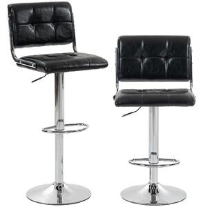 HOMCOM Set 2 sgabelli da bar girevoli 360° e regolabili con schienale e poggiapiedi, nero | Aosom Italy