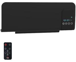 HOMCOM Termoventilatore da Parete Oscillante con Telecomando, Timer 12h e 2 Modalità, Nero