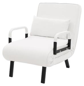 Poltrona reclinabile con funzione letto, poltrona 3 in 1 con funzione letto, poltrona pieghevole trasformabile in letto, poltrona pieghevole, divano letto pieghevole, tessuto chenille, colore bianco