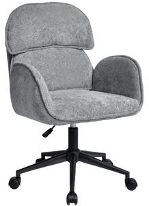 Sedia da ufficio girevole a 360° in velluto teddy, sedia da scrivania regolabile in altezza con braccioli e schienale diviso, colore grigio