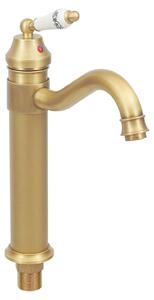 Rubinetto vintage - Miscelatore per lavabo - Rotazione a 360° - Monocomando acqua calda/fredda - Cartuccia in Vetroceramica - Ottone - Montaggio a incasso - Oro
