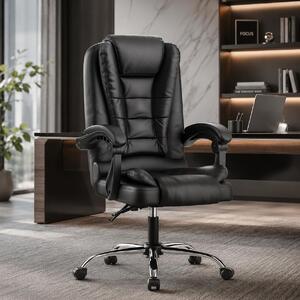 Sedia da ufficio ergonomica, sedia da ufficio imbottita in ecopelle, sedia da computer con braccioli imbottiti, schienale alto, funzione reclinabile ergonomica