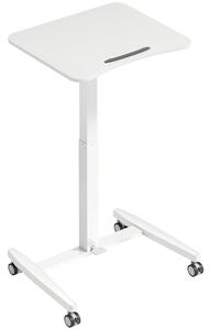 HOMCOM Scrivania Regolabile in Altezza, Piano Inclinabile, Ruote e Telaio in Acciaio, 60,5 x 52 x 75-114 cm, Bianco | Aosom Italy