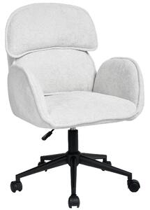 Sedia da ufficio girevole a 360° in velluto teddy, sedia da scrivania regolabile in altezza con braccioli e schienale diviso, colore bianco